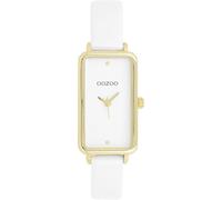 Oozoo Timepieces Damen Uhr in Gold I Armbanduhr Damen mit Lederarmband I Moderne Uhr für Frauen I Edle Analog Damenuhr Rechteckig 19x31mm Gehäuse C11530