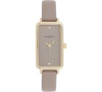 Oozoo Timepieces Damen Uhr in Gold I Armbanduhr Damen mit Lederarmband I Moderne Uhr für Frauen I Edle Analog Damenuhr Rechteckig 19x31mm Gehäuse C11531