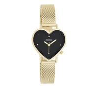 Oozoo - Timepieces Damen Uhr in Gold/schwarz | Armbanduhr Damen mit Edelstahlarmband | Moderne Uhr für Frauen | Edle Analog Damenuhr in Herzform C11417 (28x29mm Gehäuse)