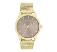 Oozoo - Timepieces Damen Uhr in Gold/Taupe | Armbanduhr Damen mit Mesharmband | Moderne Uhr für Frauen | Edle Analog Damenuhr in rund C11323 (40mm Gehäuse)