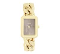 Oozoo - Timepieces Damen Uhr in Gold/Taupe | Armbanduhr Damen mit Metal Chunky Armband | Moderne Uhr für Frauen | Edle Analog Damenuhr in rechteckig C11353 (24x31mm Gehäuse)