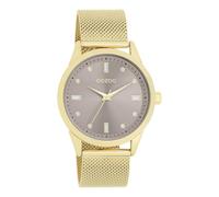 Oozoo - Timepieces Damen Uhr in Gold/Taupe | Armbanduhr Damen mit Metal mesh | Moderne Uhr für Frauen | Edle Analog Damenuhr in rund C11357 (40mm Gehäuse)