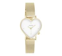 Oozoo - Timepieces Damen Uhr in Gold/Weiss | Armbanduhr Damen mit Edelstahlarmband | Moderne Uhr für Frauen | Edle Analog Damenuhr in Herzform C11415 (28x29mm Gehäuse)