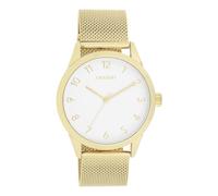 Oozoo - Timepieces Damen Uhr in Gold/White | Armbanduhr Damen mit Mesharmband | Moderne Uhr für Frauen | Edle Analog Damenuhr in rund C11322 (40mm Gehäuse)