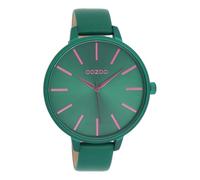Oozoo - Timepieces Damen Uhr in grün/grün | Armbanduhr Damen mit Lederarmband | Moderne Uhr für Frauen | Edle Analog Damenuhr in rund C11440 (48mm Gehäuse)