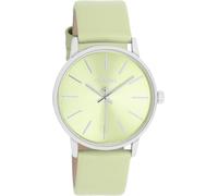 Oozoo - Timepieces Damen Uhr in light green/Silver | Armbanduhr Damen mit Lederarmband | Moderne Uhr für Frauen | Edle Analog Damenuhr in rund C11370 (36mm Gehäuse)