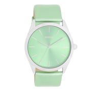 Oozoo - Timepieces Damen Uhr in mint metallic | Armbanduhr Damen mit Lederarmband | Moderne Uhr für Frauen | Edle Analog Damenuhr in rund C11336 (40mm Gehäuse)