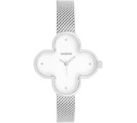 Oozoo Timepieces Damen Uhr in Silber I Armbanduhr Damen mit Edelstahlarmband I Moderne Uhr für Frauen I Edle Analog Damenuhr in Kleeblattform 32x32mm Gehäuse C11525