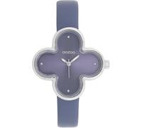 Oozoo Timepieces Damen Uhr in Silber I Armbanduhr Damen mit Lederarmband I Moderne Uhr für Frauen I Edle Analog Damenuhr in Kleeblattform 32x32mm Gehäuse C11522