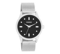 Oozoo - Timepieces Damen Uhr in Silver/Black | Armbanduhr Damen mit Metal mesh | Moderne Uhr für Frauen | Edle Analog Damenuhr in rund C11356 (40mm Gehäuse)