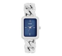 Oozoo - Timepieces Damen Uhr in Silver/Blue | Armbanduhr Damen mit Metal Chunky Armband | Moderne Uhr für Frauen | Edle Analog Damenuhr in rechteckig C11352 (24x31mm Gehäuse)