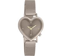 Oozoo - Timepieces Damen Uhr in Taupe | Armbanduhr Damen mit Mesharmband | Moderne Uhr für Frauen | Edle Analog Damenuhr in Herzform C11445 (28x29mm Gehäuse)