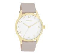 Oozoo - Timepieces Damen Uhr in Taupe/White | Armbanduhr Damen mit Lederarmband | Moderne Uhr für Frauen | Edle Analog Damenuhr in rund C11327 (40mm Gehäuse)