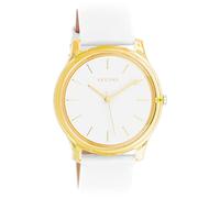 Oozoo Timepieces Damen Uhr in Weiß Gold | Armbanduhr Damen mit Lederarmband | Hochwertige Uhr für Frauen| Edle Analog Damenuhr in rund C11136