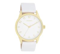 Oozoo - Timepieces Damen Uhr in White/Gold | Armbanduhr Damen mit Lederarmband | Moderne Uhr für Frauen | Edle Analog Damenuhr in rund C11325 (40mm Gehäuse)