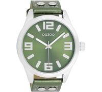 Oozoo - Timepieces Damen Uhr metallic Green | Armbanduhr Damen mit Lederarmband | Moderne Uhr für Frauen - Edle Analog Damenuhr in rund C1081 (46mm)