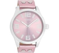 Oozoo - Timepieces Damen Uhr metallic Light pink | Armbanduhr Damen mit Lederarmband | Moderne Uhr für Frauen - Edle Analog Damenuhr in rund C1083 (46mm)
