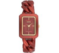 Oozoo - Timepieces Damen Uhr Rot | Armbanduhr Damen mit Kunststoffarmband | Moderne Uhr für Frauen - Edle Analog Damenuhr in Rechteckig C11277 (24mm)