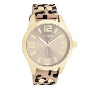 Oozoo Timepieces Damenarmbanduhr XL 46 mm - Große Damenuhr mit Leoparden-Armband - Analog Quarz - Trendige Fashion Uhr für Damen C1097