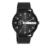 Oozoo Timepieces Herren Uhr in Black/Silver | Armbanduhr Herren mit Mesharmband | Schöne Uhr für Männer | Edle Analog Herrenuhr (45mm Gehäuse) in rund C11304