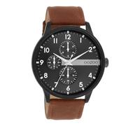 Oozoo Timepieces Herren Uhr in Brown/Black | Armbanduhr Herren mit Lederarmband | Schöne Uhr für Männer | Edle Analog Herrenuhr (45mm Gehäuse) in rund C11307