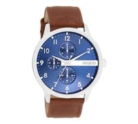 Oozoo Timepieces Herren Uhr in Brown/Blue | Armbanduhr Herren mit Lederarmband | Schöne Uhr für Männer | Edle Analog Herrenuhr (45mm Gehäuse) in rund C11306