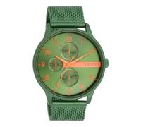 Oozoo Timepieces Herren Uhr in green/fluo orange (alu)| Armbanduhr Herren mit Mesharmband | Schöne Uhr für Männer | Edle Analog Herrenuhr (45mm Gehäuse) in rund C11303