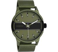Oozoo Timepieces Herren Uhr in Olive Schwarz | Armbanduhr Herren mit Mesh Metallarmband | Hochwertige Uhr für Männer | Edle Analog Herrenuhr in rund C11107