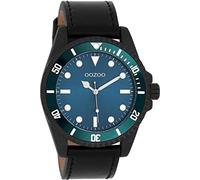 Oozoo Timepieces Herren Uhr in Schwarz Blau| Armbanduhr Herren mit Lederarmband | Hochwertige Uhr für Männer | Edle Analog Herrenuhr in rund C11118