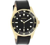 Oozoo Timepieces Herren Uhr in Schwarz Gold | Armbanduhr Herren mit Lederarmband | Hochwertige Uhr für Männer | Edle Analog Herrenuhr in rund C11115