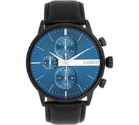 Oozoo Timepieces Herren Uhr in Schwarz I Armbanduhr Herren mit Lederarmband I Moderne Uhr für Männer I Edle Analog Herrenuhr Rund 45mm Gehäuse C11510