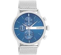 Oozoo Timepieces Herren Uhr in Silber Blau | Armbanduhr Herren mit Mesh Metallarmband | Hochwertige Uhr für Männer | Edle Analog Herrenuhr in rund C11100