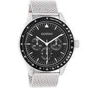 Oozoo Timepieces Herren Uhr in Silber Schwarz| Armbanduhr Herren mit Mesh Metallarmband | Hochwertige Uhr für Männer | Edle Analog Herrenuhr in rund C11113
