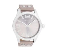 Oozoo Timepieces Herren Uhr in Silber/Taupe| Armbanduhr Herren mit Lederarmband | Hochwertige Uhr für Männer | Edle Analog Herrenuhr (46mm Gehäuse) in rund C1086