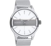 Oozoo Timepieces Herren Uhr in Silber Weiß | Armbanduhr Herren mit Mesh Metallarmband | Hochwertige Uhr für Männer | Edle Analog Herrenuhr in rund C11105