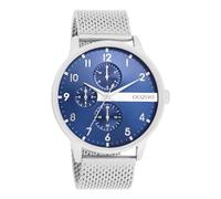 Oozoo Timepieces Herren Uhr in Silver/Blue | Armbanduhr Herren mit Mesharmband | Schöne Uhr für Männer | Edle Analog Herrenuhr (45mm Gehäuse) in rund C11300