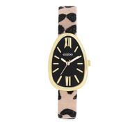 Oozoo Timepieces Leopard/schwarz Damen Uhr - Armbanduhr Damen mit Lederarmband | Hochwertige Uhr für Frauen - Edle Analog Damenuhr in eiförmig C11639