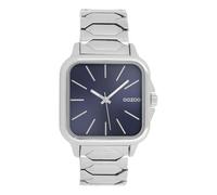 Oozoo Timepieces Silber/blau Unisex Uhr - Armbanduhr Unisex mit Edelstahlarmband | Hochwertige Uhr für alle - Edle Analog Unisexuhr in quadratisch C11601