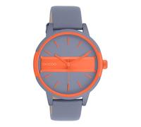 Oozoo Timepieces Uhr in Dunkelgrau Orange - Armbanduhr Unisex mit Lederarmband | Hochwertige Uhr für Frauen Männer - Edle Analog Unisexuhr in rund C11459