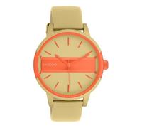 Oozoo Timepieces Uhr in Grün Orange - Armbanduhr Unisex mit Lederarmband | Hochwertige Uhr für Frauen Männer - Edle Analog Unisexuhr in rund C11457
