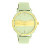 Oozoo Timepieces Uhr in Hellgrün Goldfarben - Armbanduhr Unisex mit Lederarmband | Hochwertige Uhr für Frauen Männer - Edle Analog Unisexuhr in rund C11458