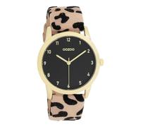 Oozoo Timepieces Unisex Uhr in Leopard/Schwarz - Armbanduhr Unisex mit Lederarmband | Hochwertige Uhr - Edle Analog Unisexuhr in rund C11373