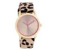Oozoo Timepieces Unisex Uhr in Leopard/Taupe/Pink - Armbanduhr Unisex mit Lederarmband | Hochwertige Uhr - Edle Analog Unisexuhr in rund C11374