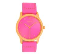 Oozoo Timepieces Unisex Uhr in Neonorange/neonpink - Armbanduhr Unisex mit Lederarmband | Modische Uhr - Fashion Analog Unisexuhr in rund C11556
