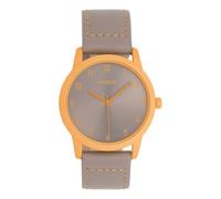 Oozoo Timepieces Unisex Uhr in Neonorange/Taupe - Armbanduhr Unisex mit Lederarmband | Modische Uhr - Fashion Analog Unisexuhr in rund C11558
