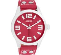 Oozoo Timepieces Unisex Uhr in Rot - Armbanduhr Unisex mit Lederarmband | Hochwertige Uhr - Edle Analog Unisexuhr in rund C11554