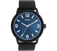 Oozoo Timepieces Unisex Uhr in Schwarz I Armbanduhr Unisex mit Lederarmband I Moderne Uhr für Frauen & Männer I Edle Analog Unisexuhr Rund 45mm Gehäuse C11502