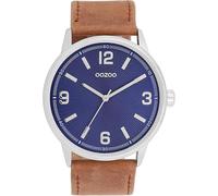 Oozoo Timepieces Unisex Uhr in Silber I Armbanduhr Unisex mit Lederarmband I Moderne Uhr für Frauen & Männer I Edle Analog Unisexuhr Rund 45mm Gehäuse C11501