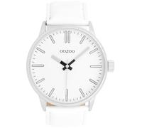 Oozoo Timepieces Unisex Uhr in Silber I Armbanduhr Unisex mit Lederarmband I Moderne Uhr für Frauen & Männer I Edle Analog Unisexuhr Rund 45mm Gehäuse C11512