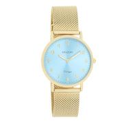 Oozoo Vintage Damen Uhr Gold/Hellblau | Armbanduhr Damen mit Mesharmband | Moderne Uhr für Frauen | Edle Analog Damenuhr in rund C20348 (32mm Gehäuse)
